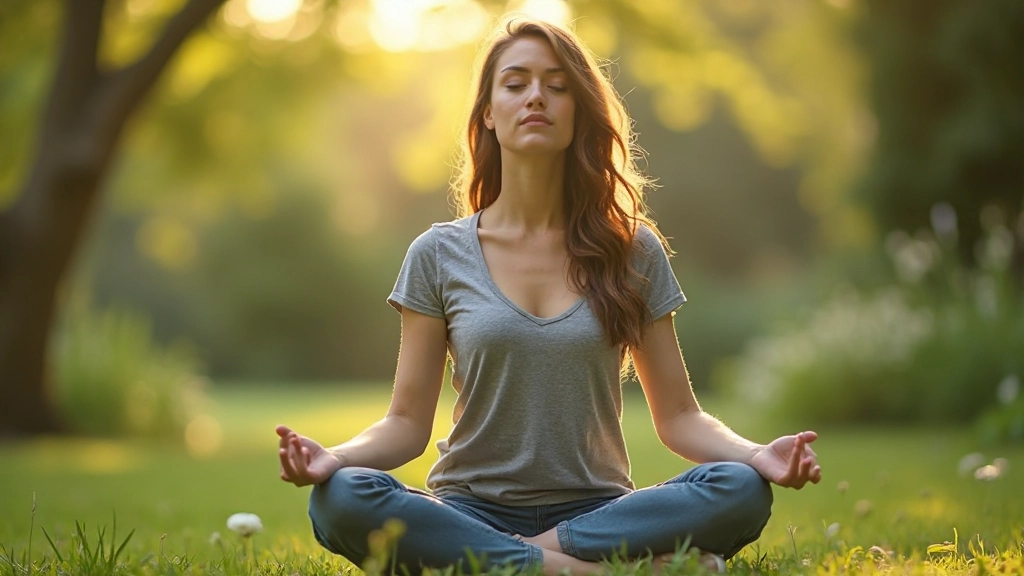 Professionele foto van een vrouw die meditatief reflecteert in een rustige natuuromgeving
